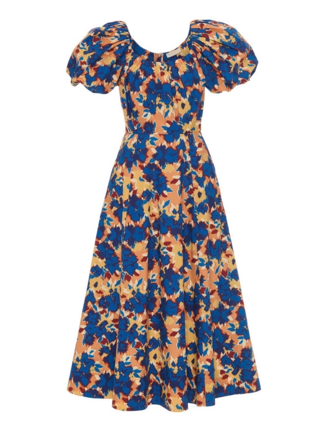 Ulla Johnson Imara Dress Blue Floral Cotton Short Sleeve Midi Dress Size 8